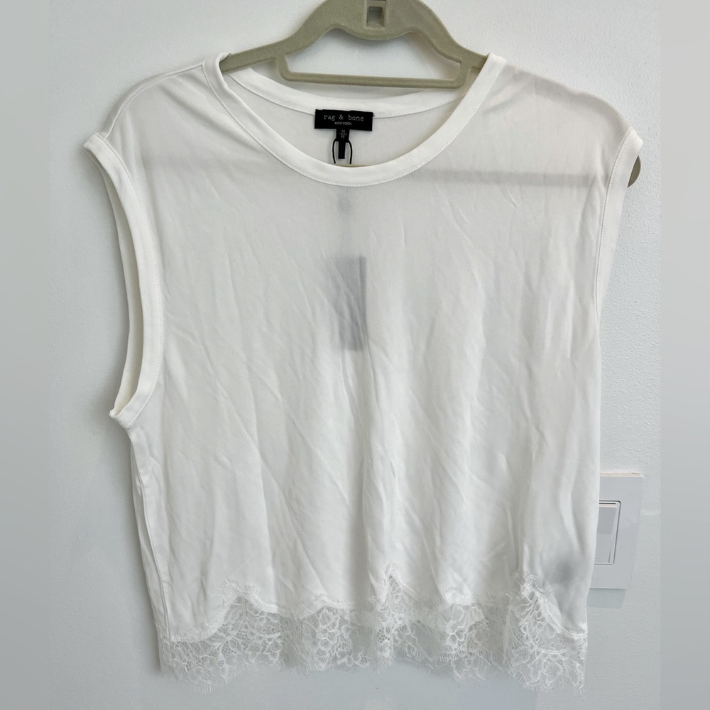 Rag & Bone Lace-Trimmed Knit Muscle NWT